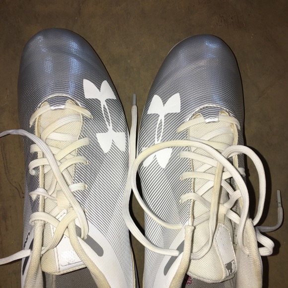 UA Leadoff Low RM Cleats White Silver Men Sz 9.5 - Picture 14 of 16